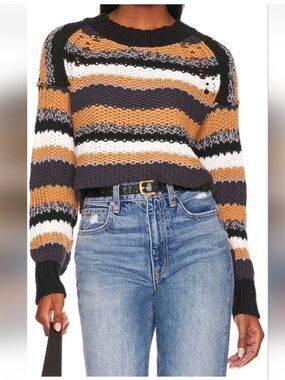 Free People - Devon Striped Cropped Sweater